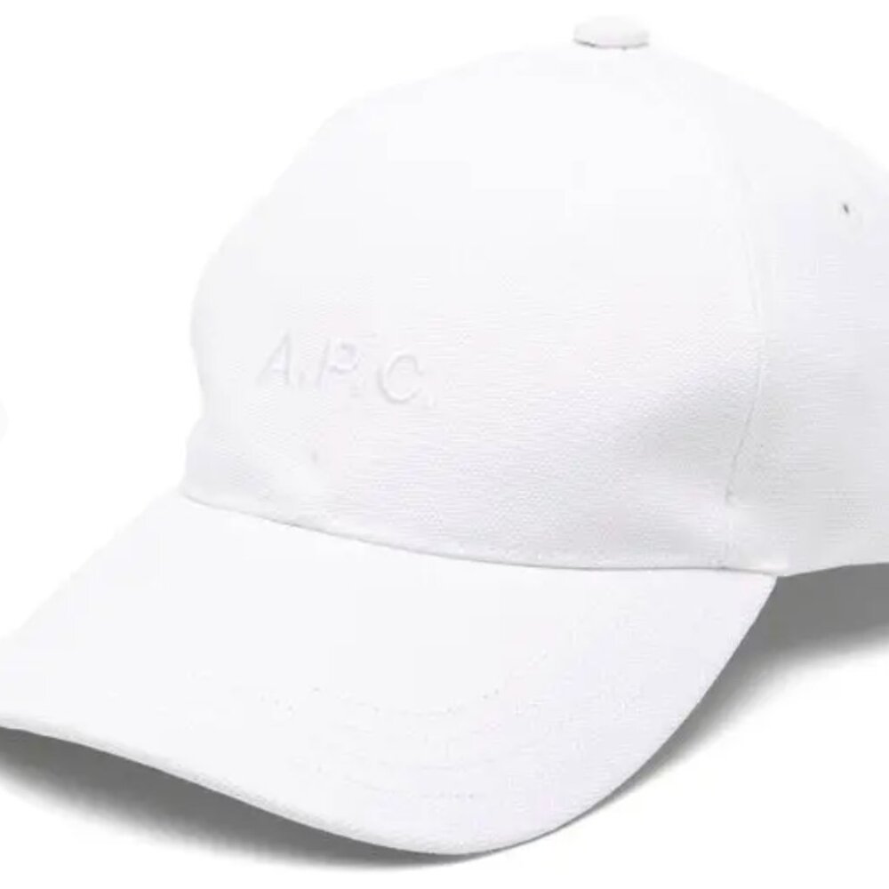 A.P.C. LOGO EMBROIDERED CHARLIE BASEBALL CAP IN WHITE